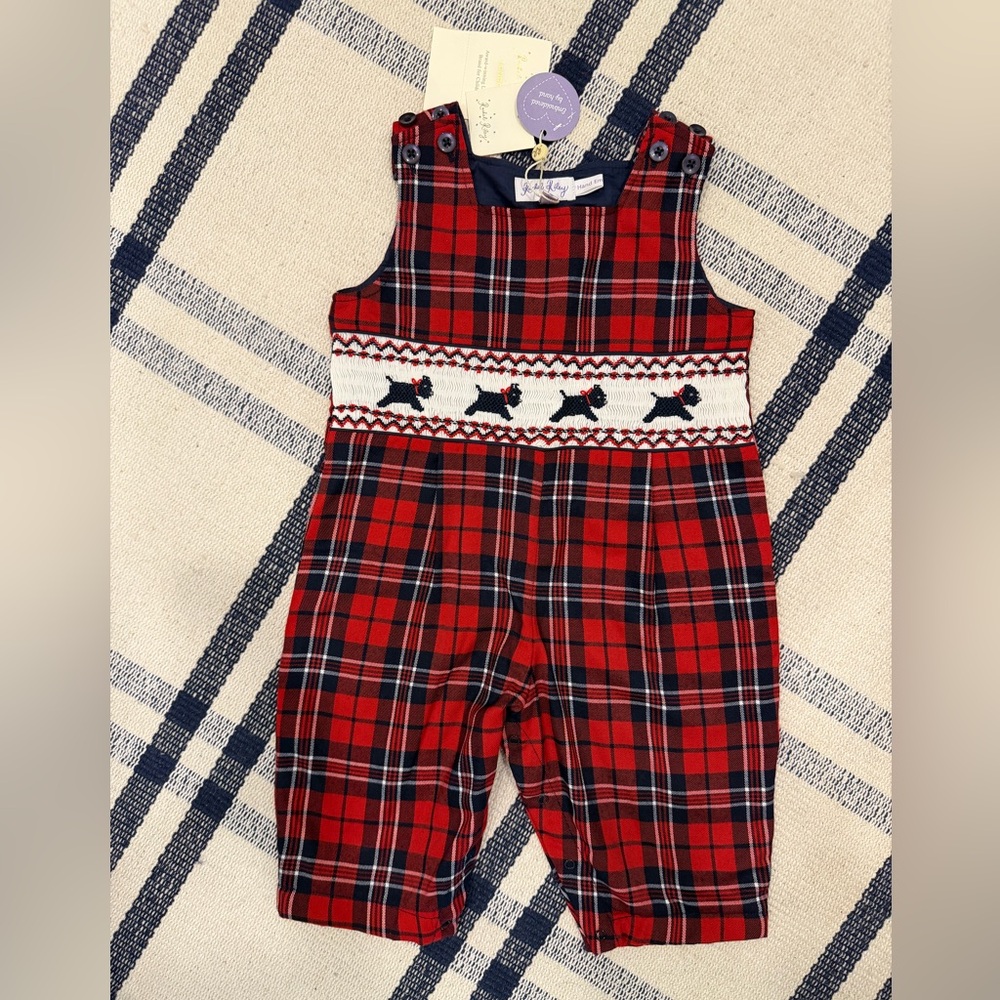 Rachel Riley Red, Navy, White Plaid Jumper 18m Dogs, Christmas NWT